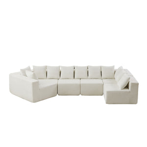 L - Shaped Modular Sofa With Deep Seat And 11 Pillows