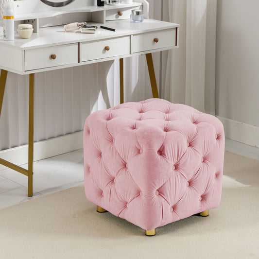 Modern Velvet Upholstered Ottoman, Exquisite Small End Table, Soft Foot Stool, Dressing Makeup Chair, Comfortable Seat For Living Room, Bedroom, Entrance