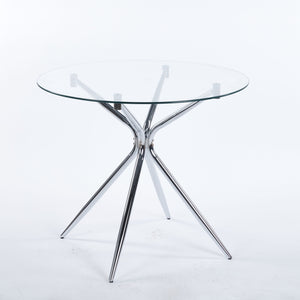Compact Dining Table With Glass Top - Chrome