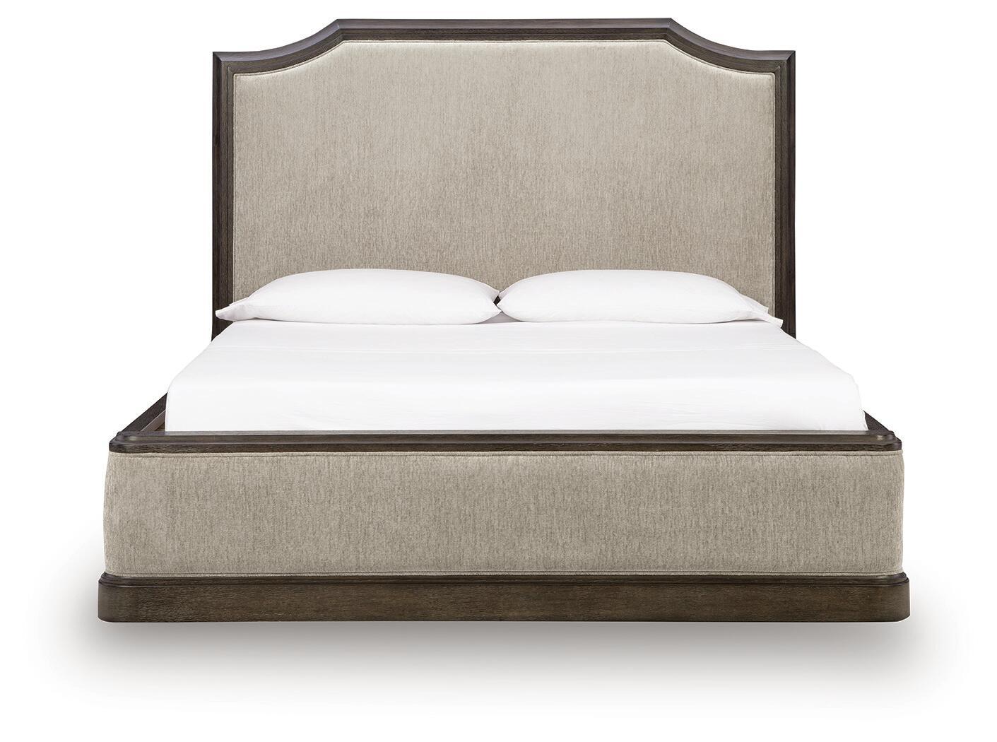 Wickenger - King Upholstered Panel Bed - Dark Brown
