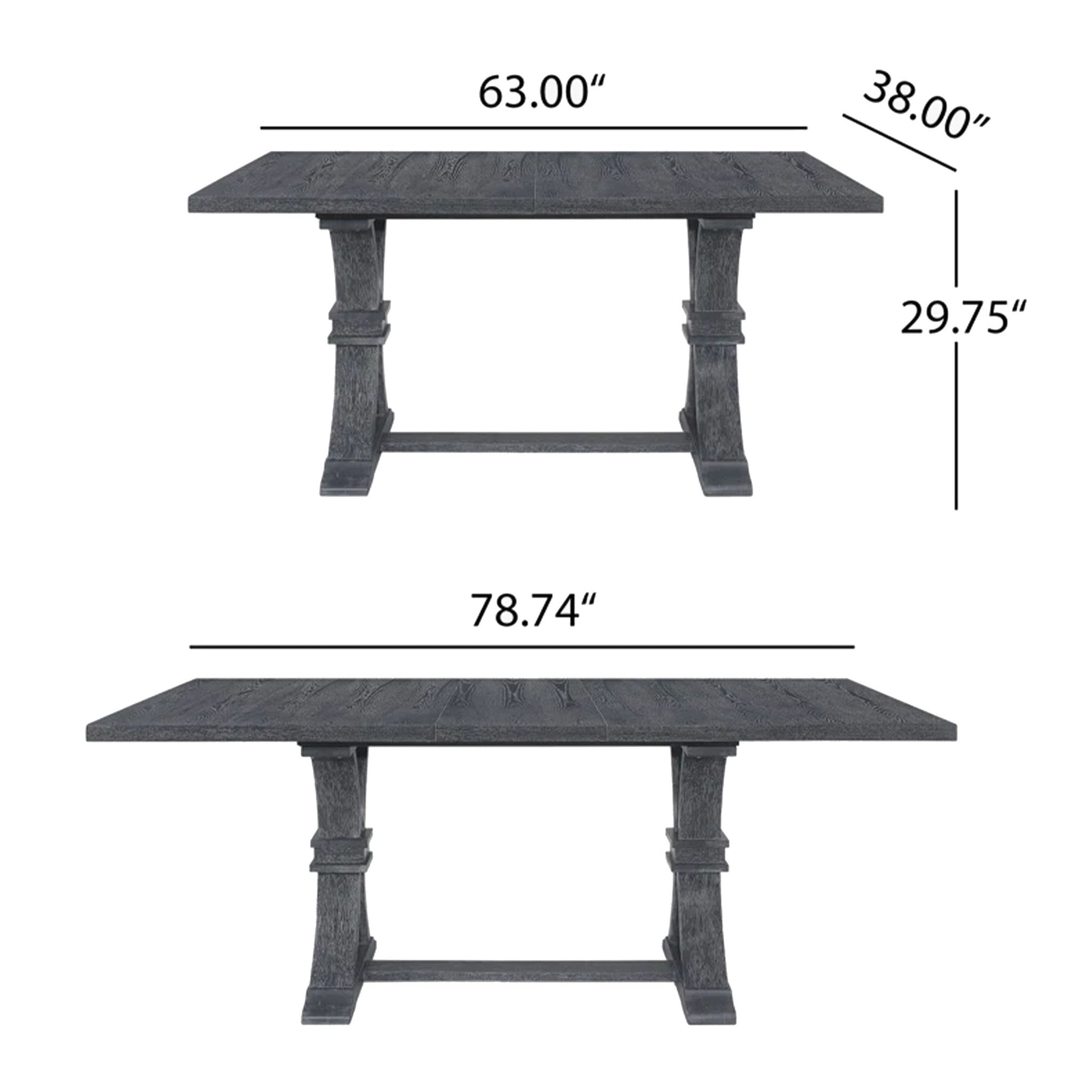 Devingo - Extendable Dining Table Rustic Style - Gray
