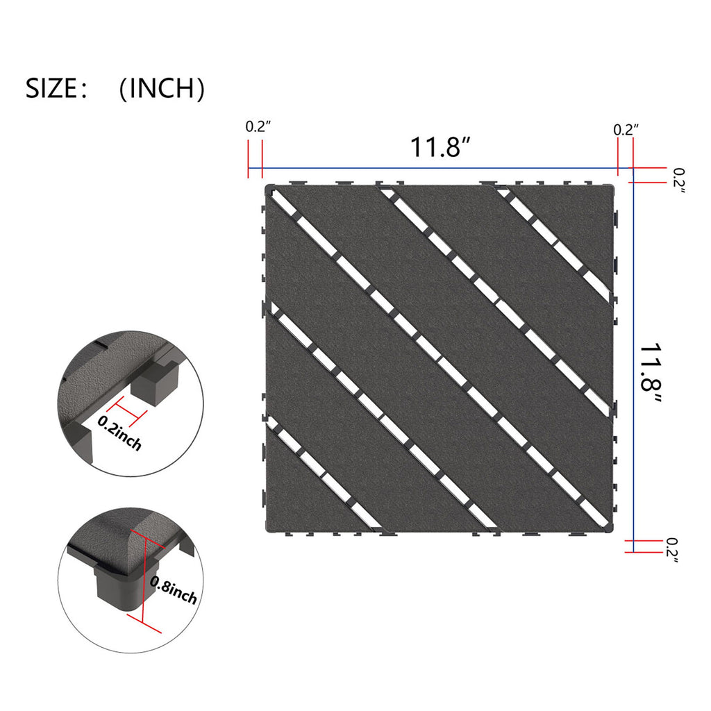 Durable Plastic Interlocking Deck Tiles, Waterproof Outdoor And Indoor Use