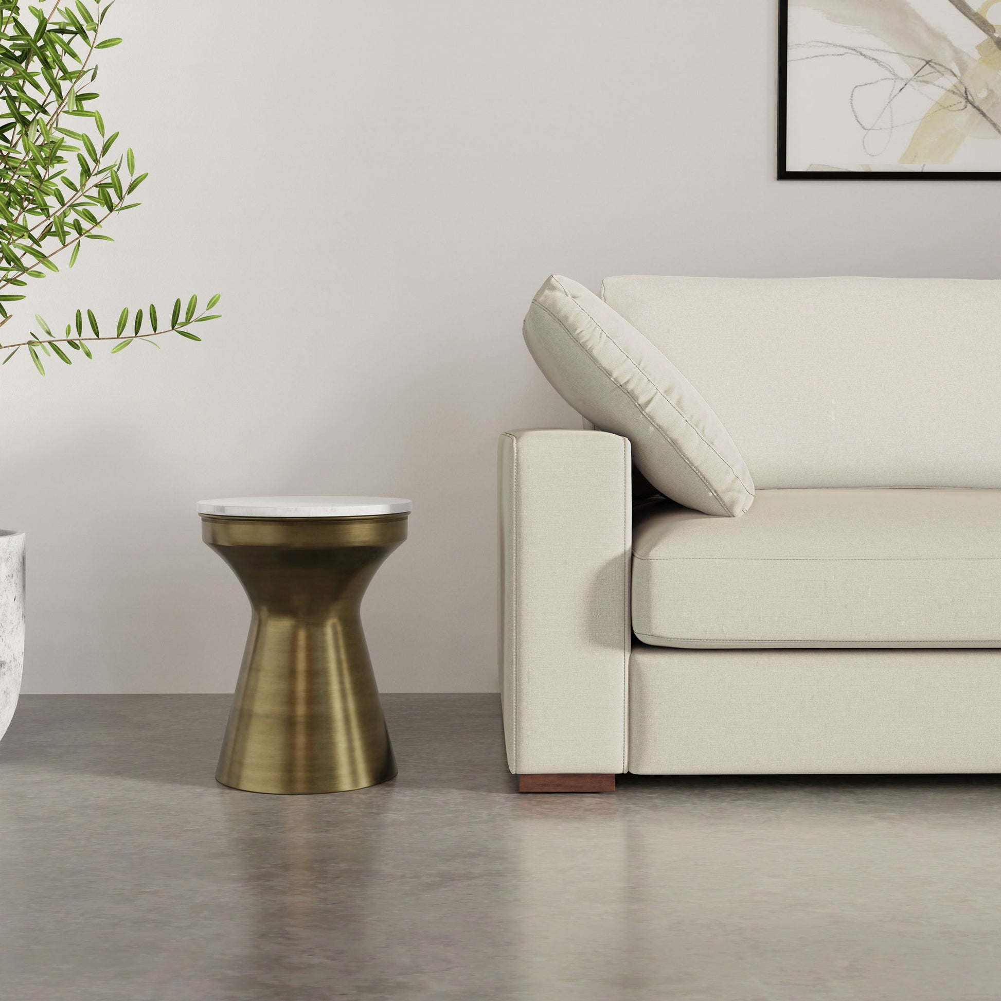 Raquel - Side Table - Antique Brass / White