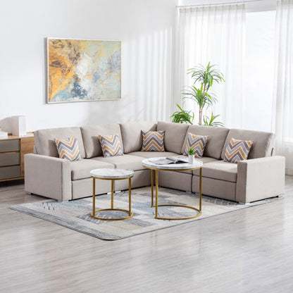 Nolan - Fabric 5 Piece Sectional Sofa With Interchangeable Legs