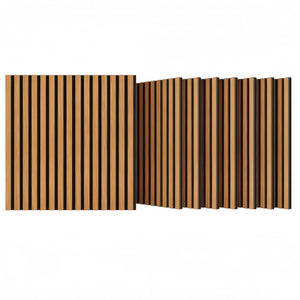 3D Groove Acoustic Panels & Strip Boards, Sound Absorbing Wall & Ceiling Panels (Set of 8) - Walnut