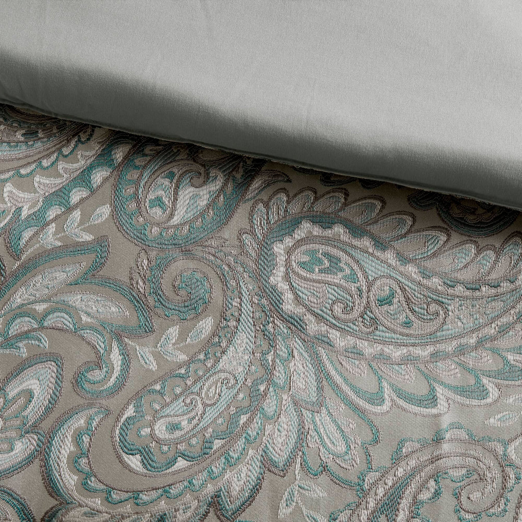 Aubrey - 12 Piece King Comforter Set With Cotton Bed Sheets - Teal
