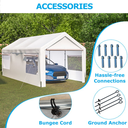 Carport Canopy Heavy Duty Boat Car Canopy Garage With Removable Sidewalls And Roll Up Ventilated Windows