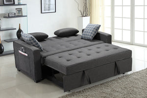 William - Sleeper Sofa With 2 USB Charging Ports And 4 Accent Pillows - Gray