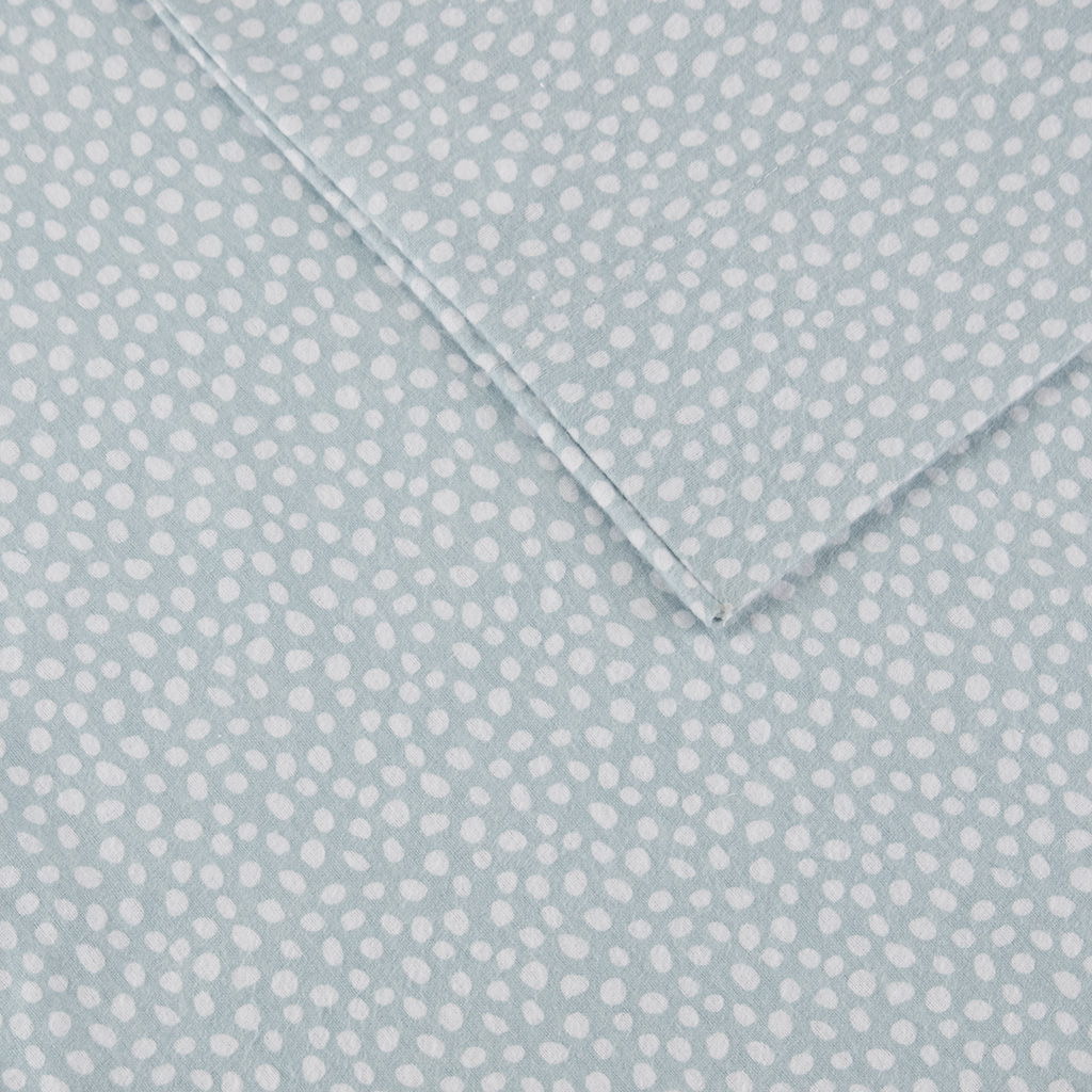 Cozy Flannel - Twin Printed Sheet Set - Aqua Dots