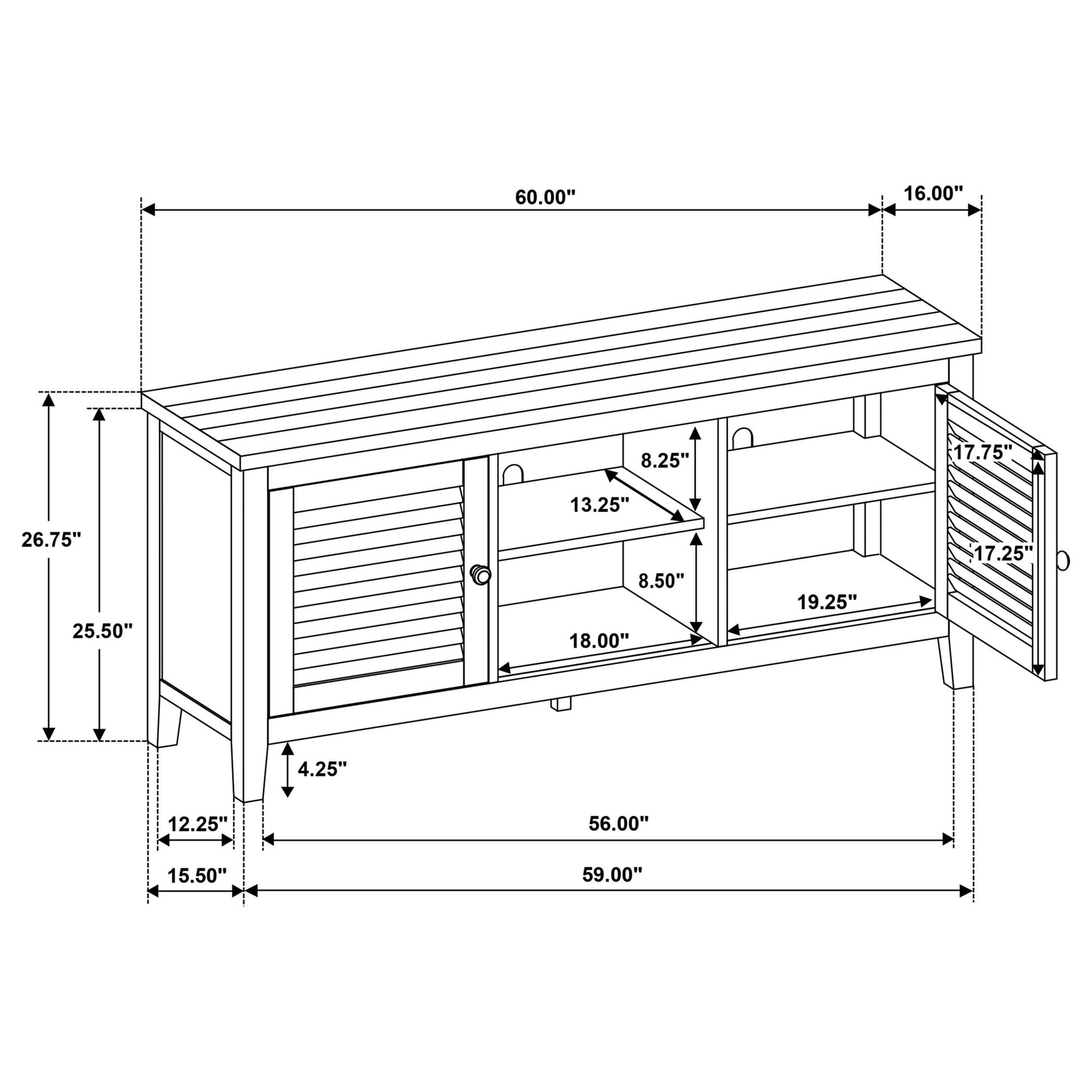 Sutter - 2 Door TV Stand With Mission Design - Dark Brown