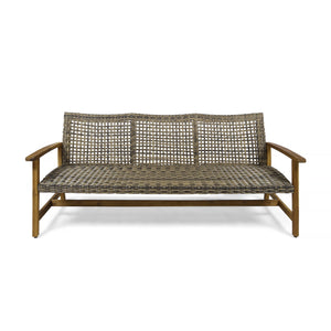 Outdoor 3 Seater Sofa With Rattan Cover - Gray