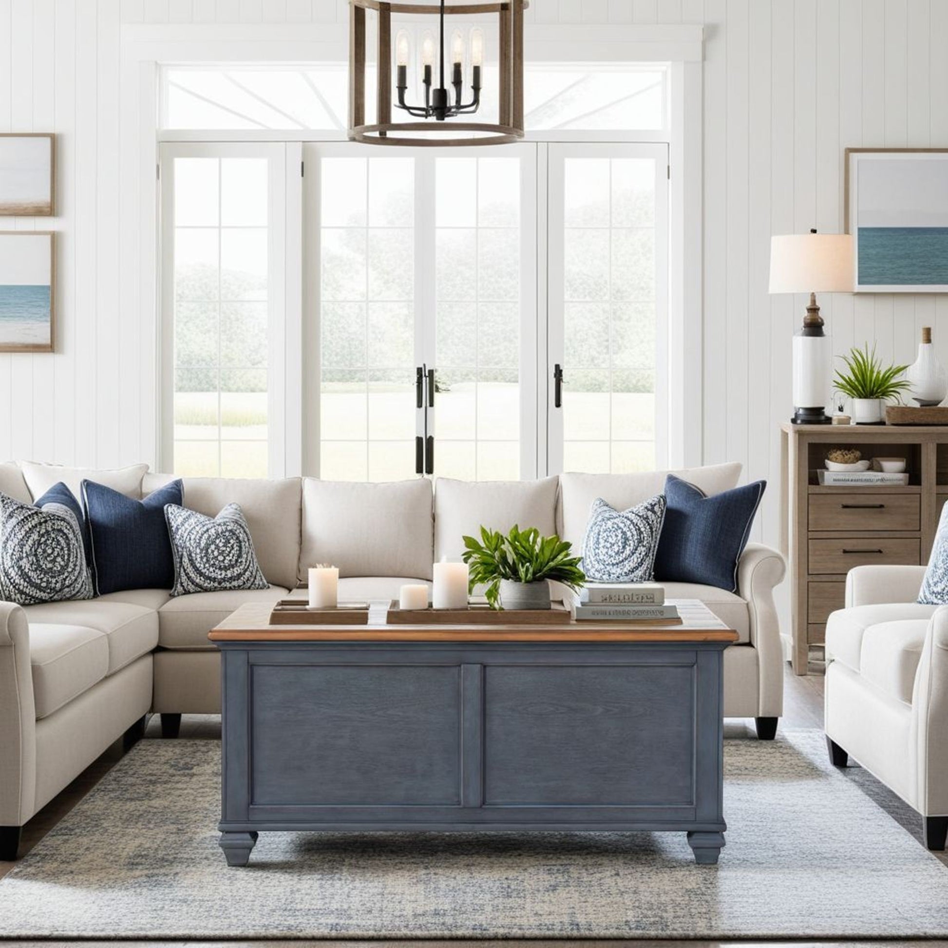 Lift-Top Coffee Table - Blue