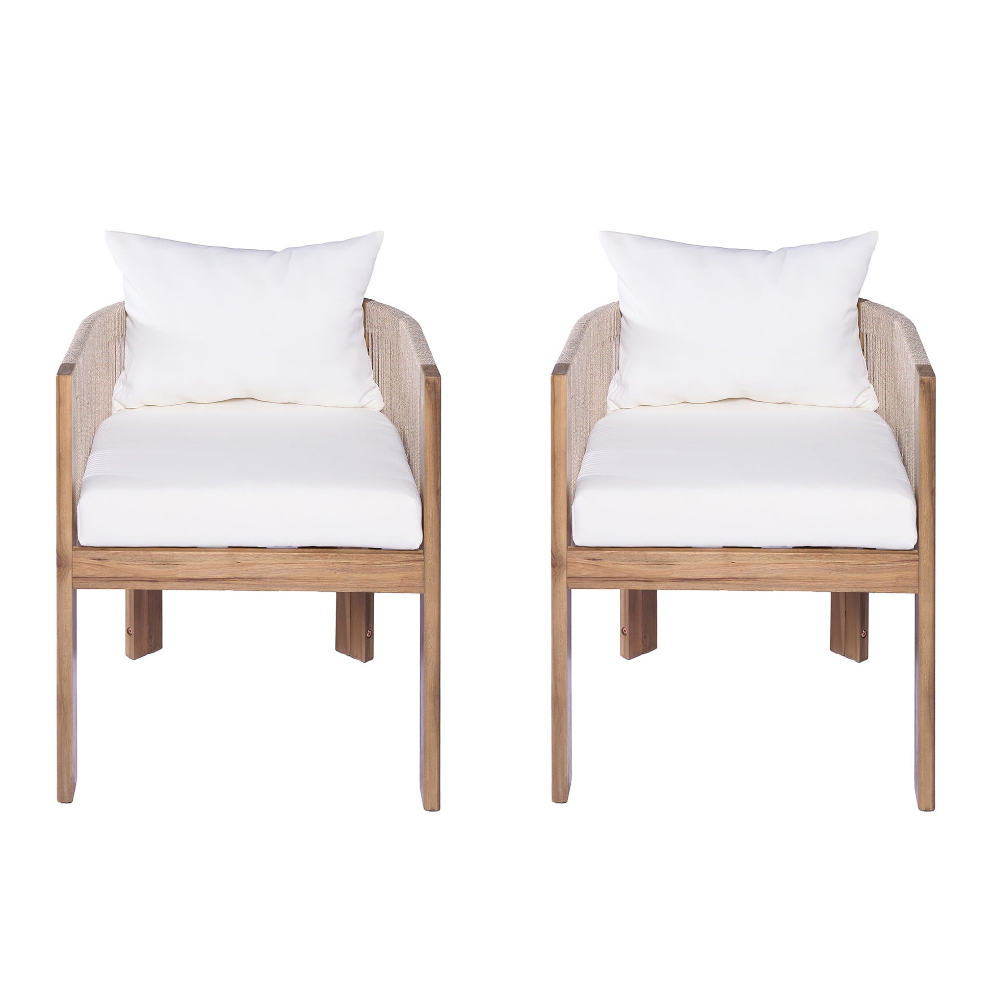 Matera - Patio Dining Chair (Set of 2) With Wraparound Back And Removable Cushion Cover - Teak / Beige