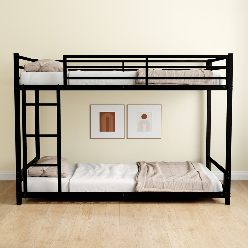 Bunk Bed With Noise Reduction And Safety Guardrail