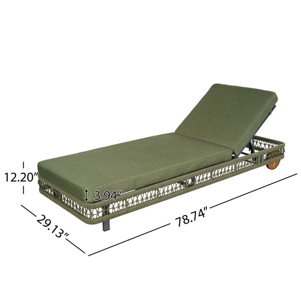 Outdoor Chaise Lounge & Wheels, 5 Position Adjustable Backrest