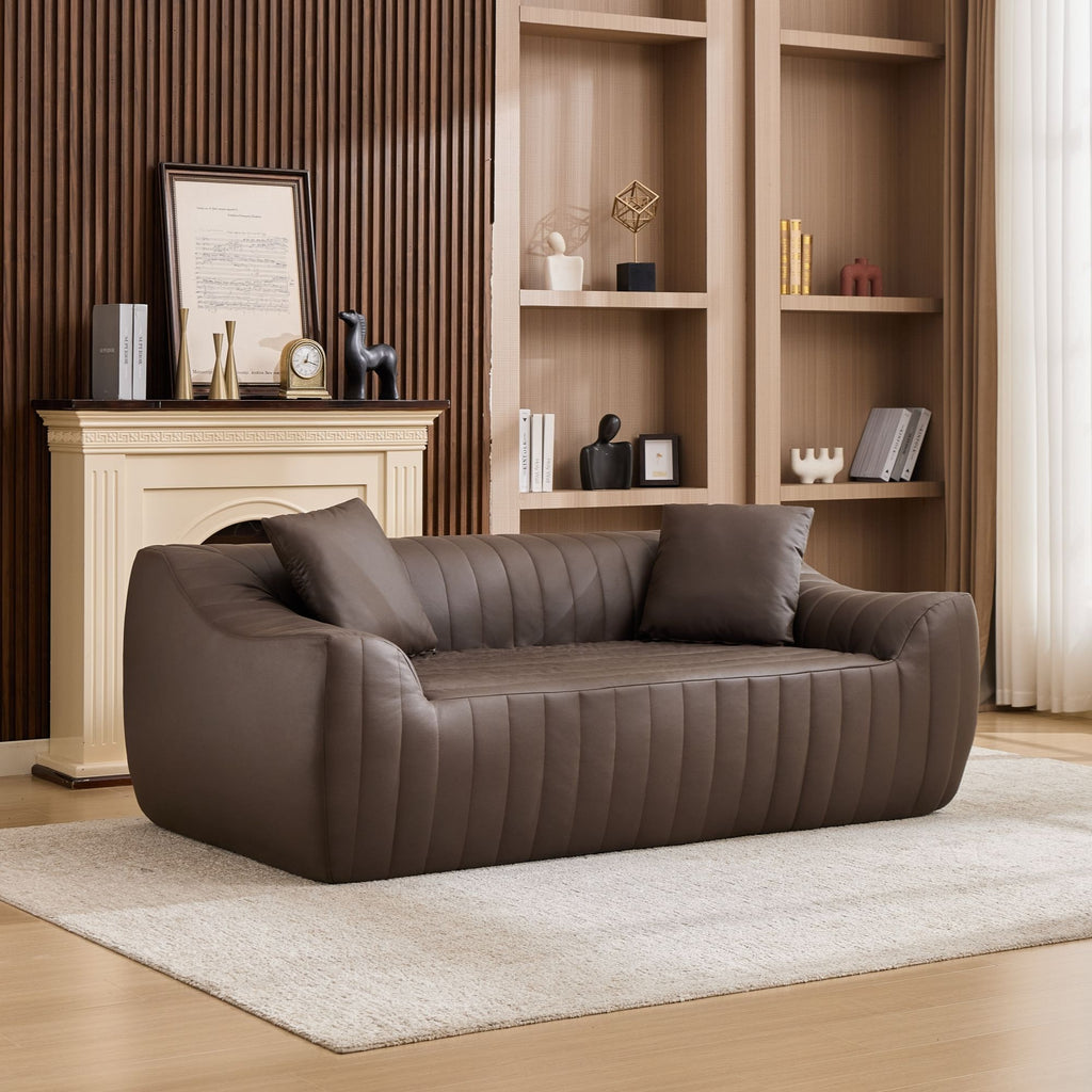 Oversized 2 Seater Loveseat With 2 Decor Throw Pillows, Deep Seat Sofa For Living Rooms