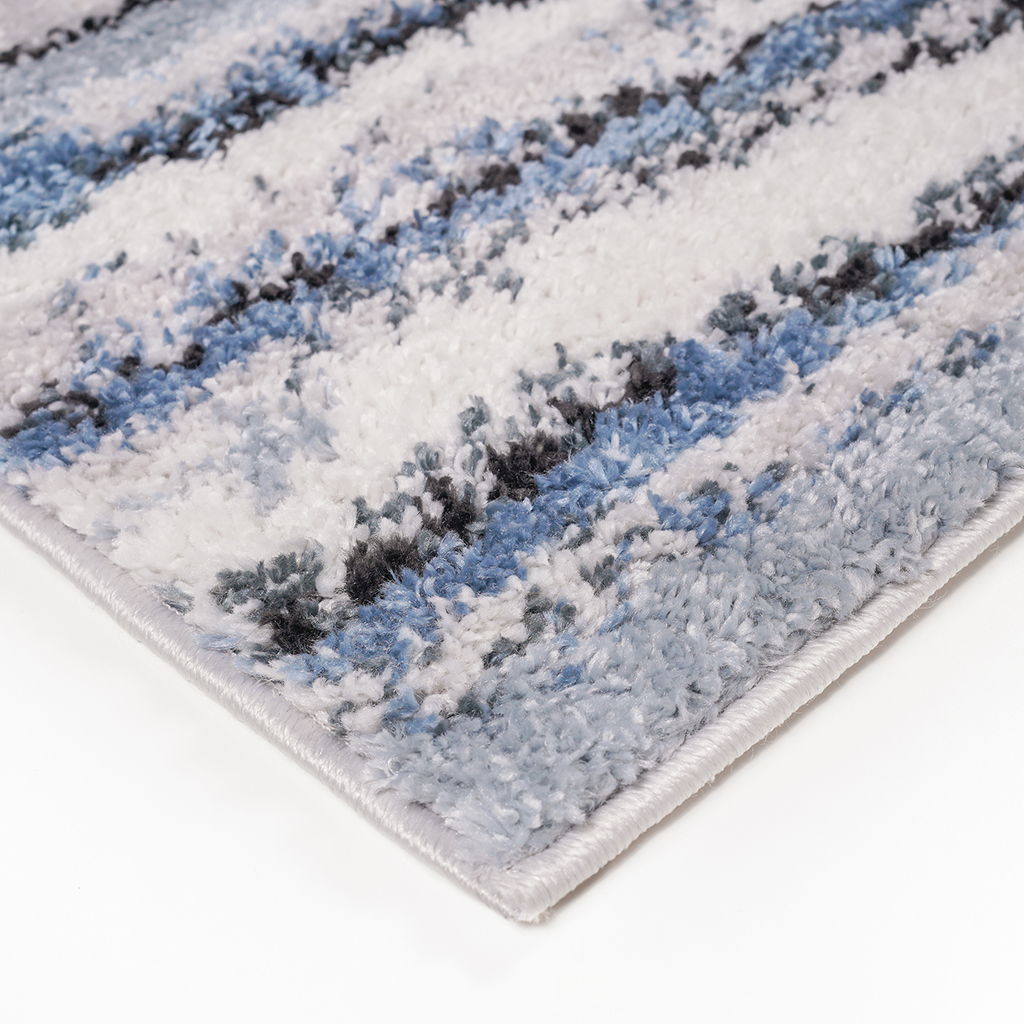 Riley - Watercolor Abstract Stripe Woven 5' x 7' Area Rug - Blue