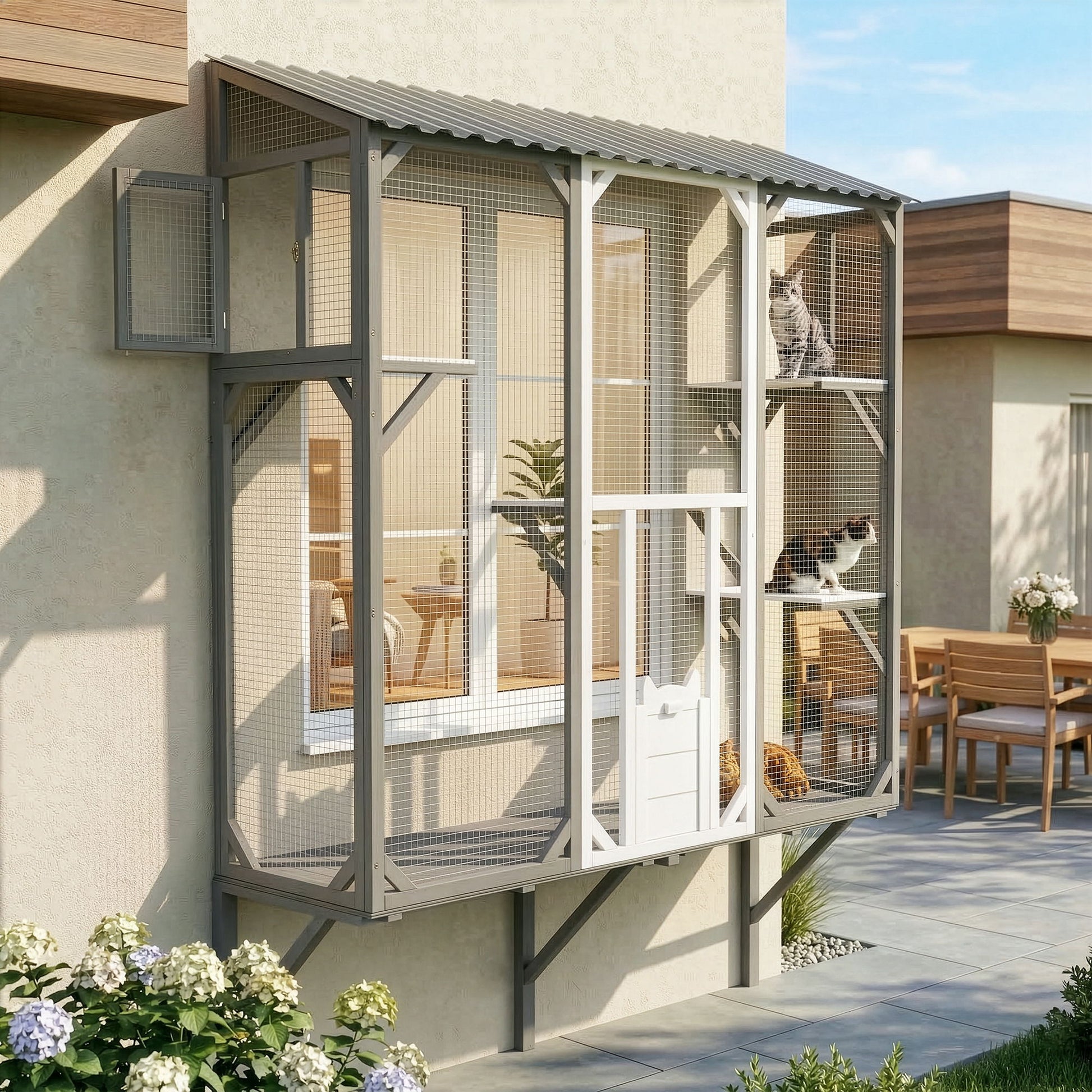 Outdoor Cat Catio With Platforms