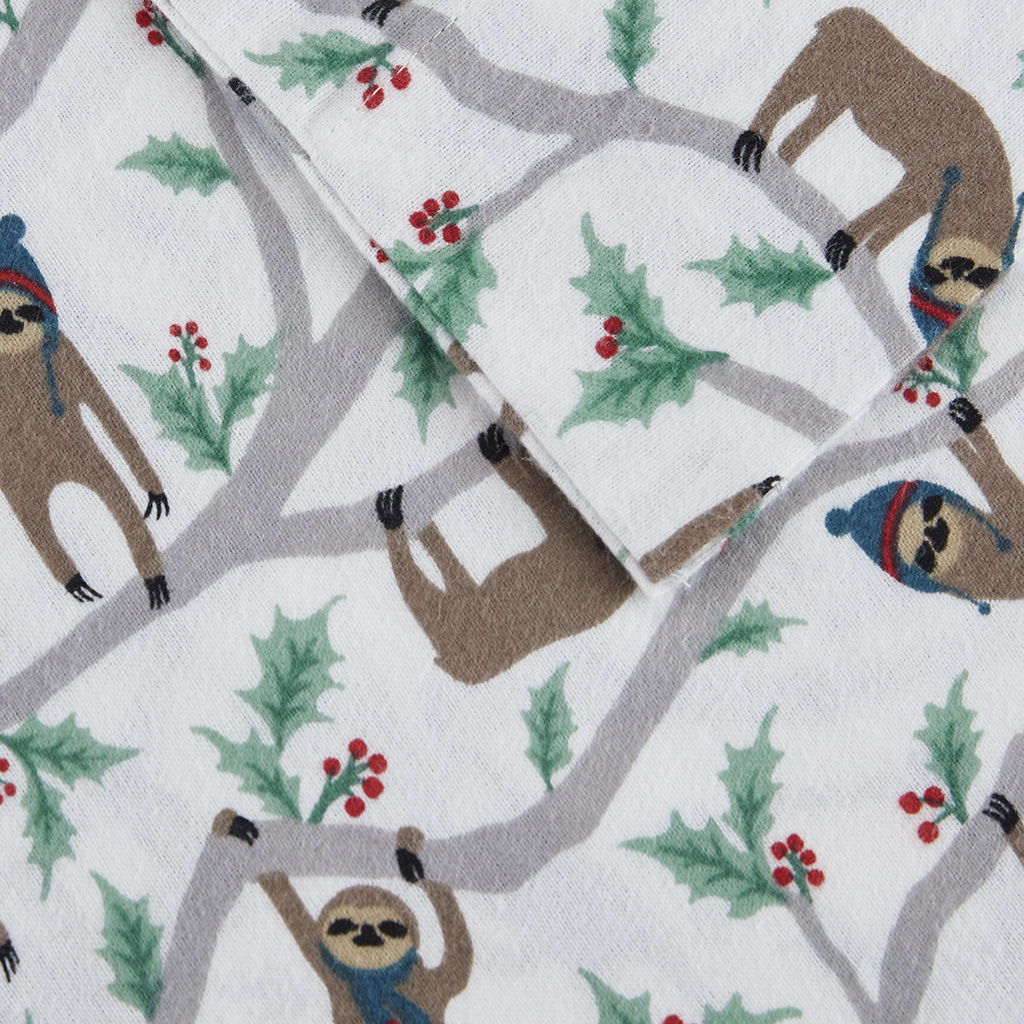 Cozy Flannel - King Printed Sheet Set - Multi Sloth