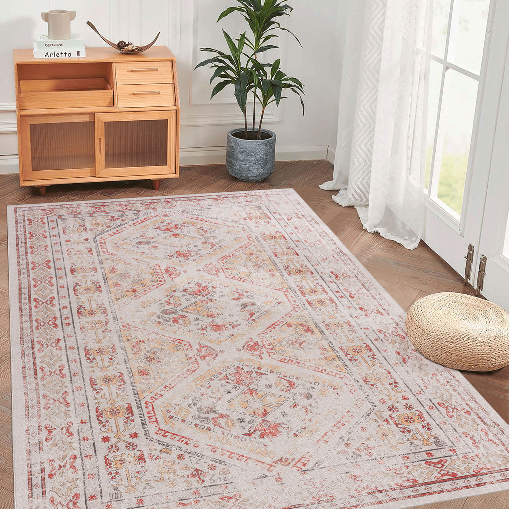 Maval - 8' X 10' Washable Area Rug - Beige