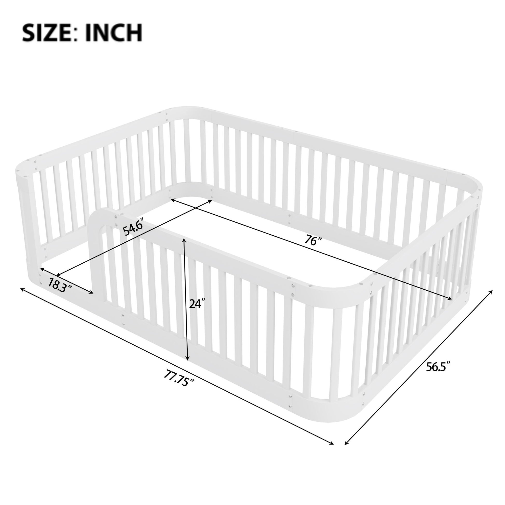 Wood Floor Bed Frame With Fence