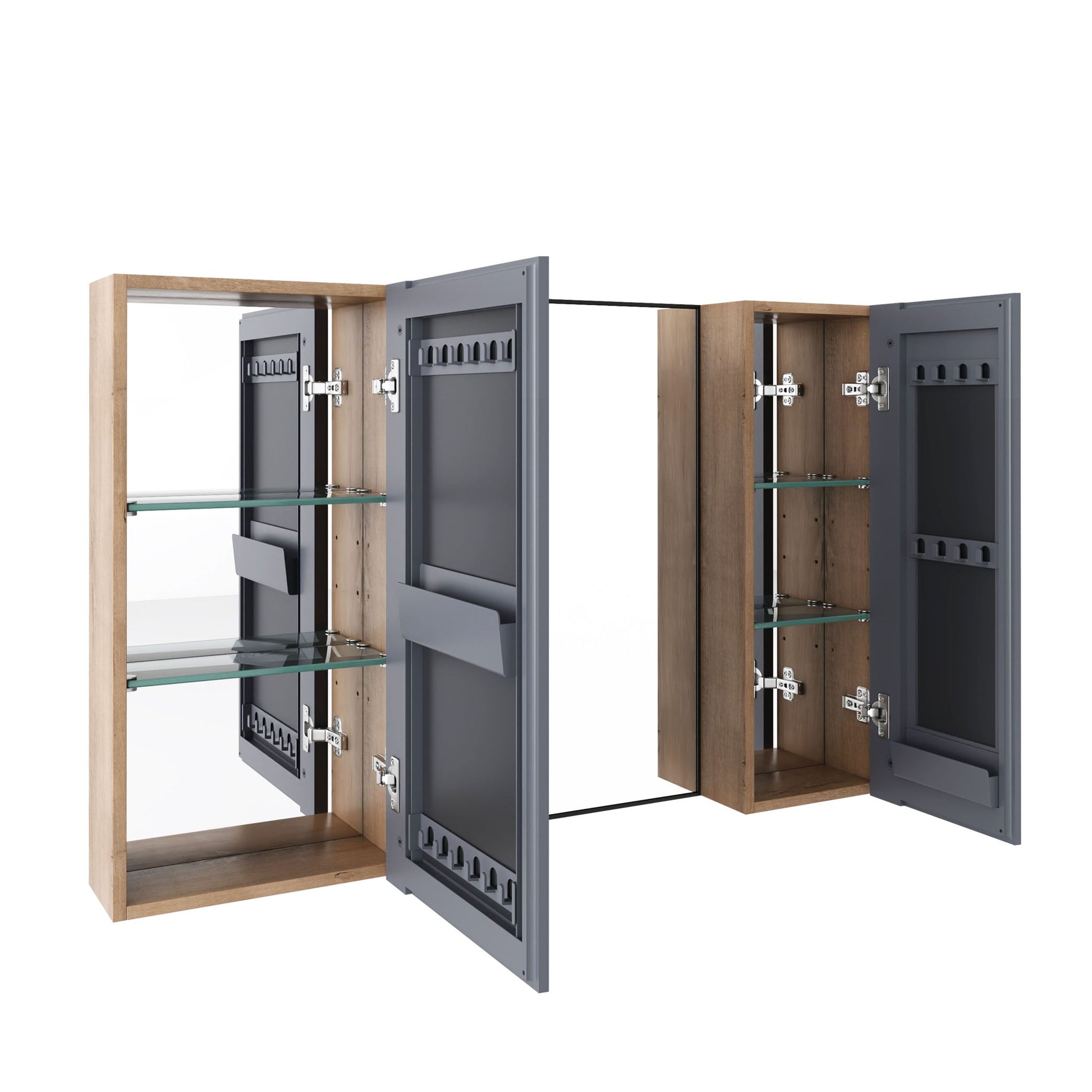 43.3" Wall Mounted Bathroom Cabinet With Adjustable Shelves, Door Storage Cabinet - Imitative Oak