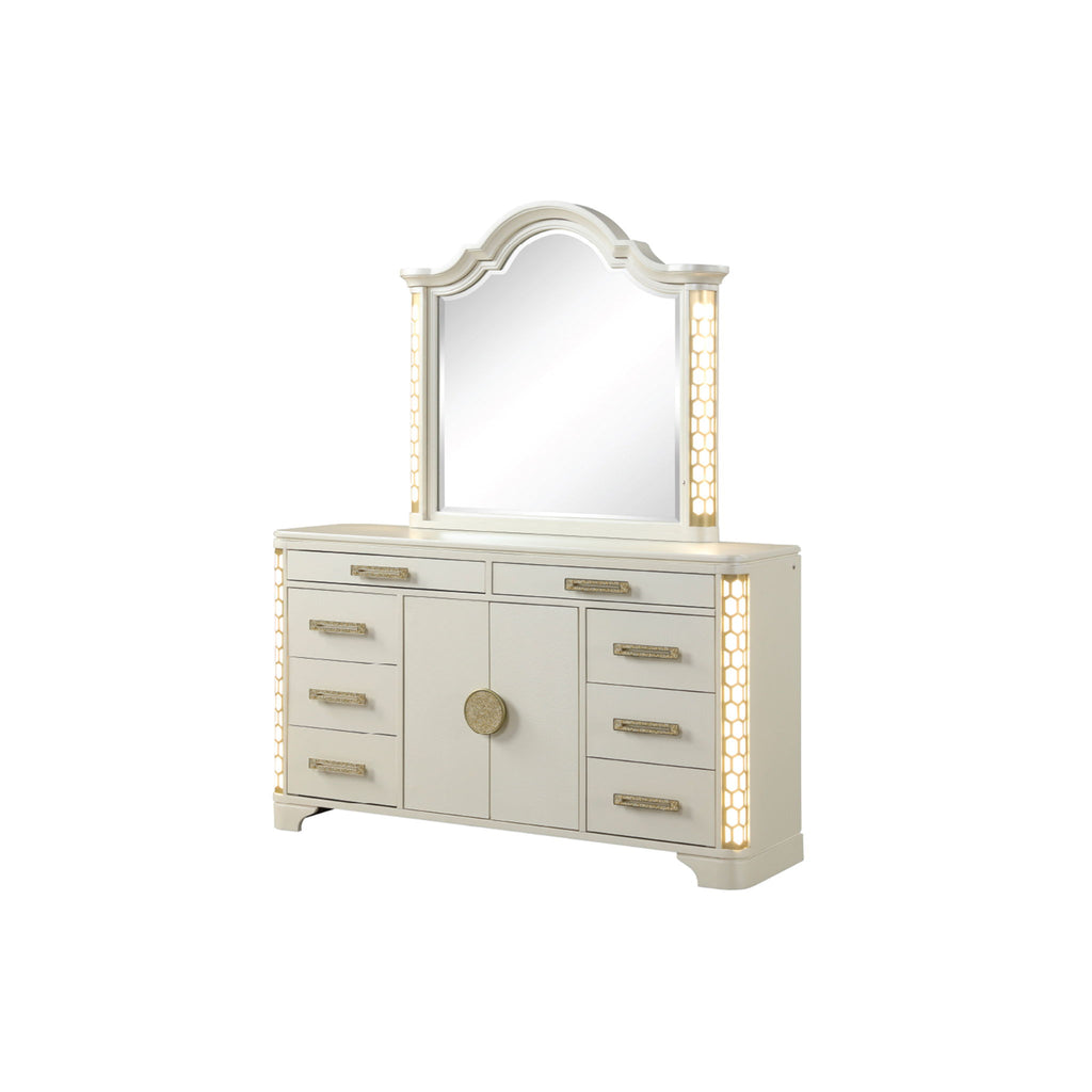 Jasmine - Mirror With Side LED Lighting - Beige