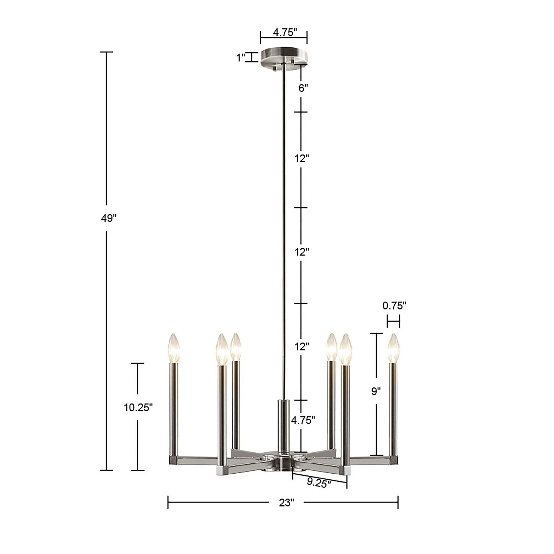 Renzetti - 6-Light Contemporary Candelabra Styled Chandelier - Silver