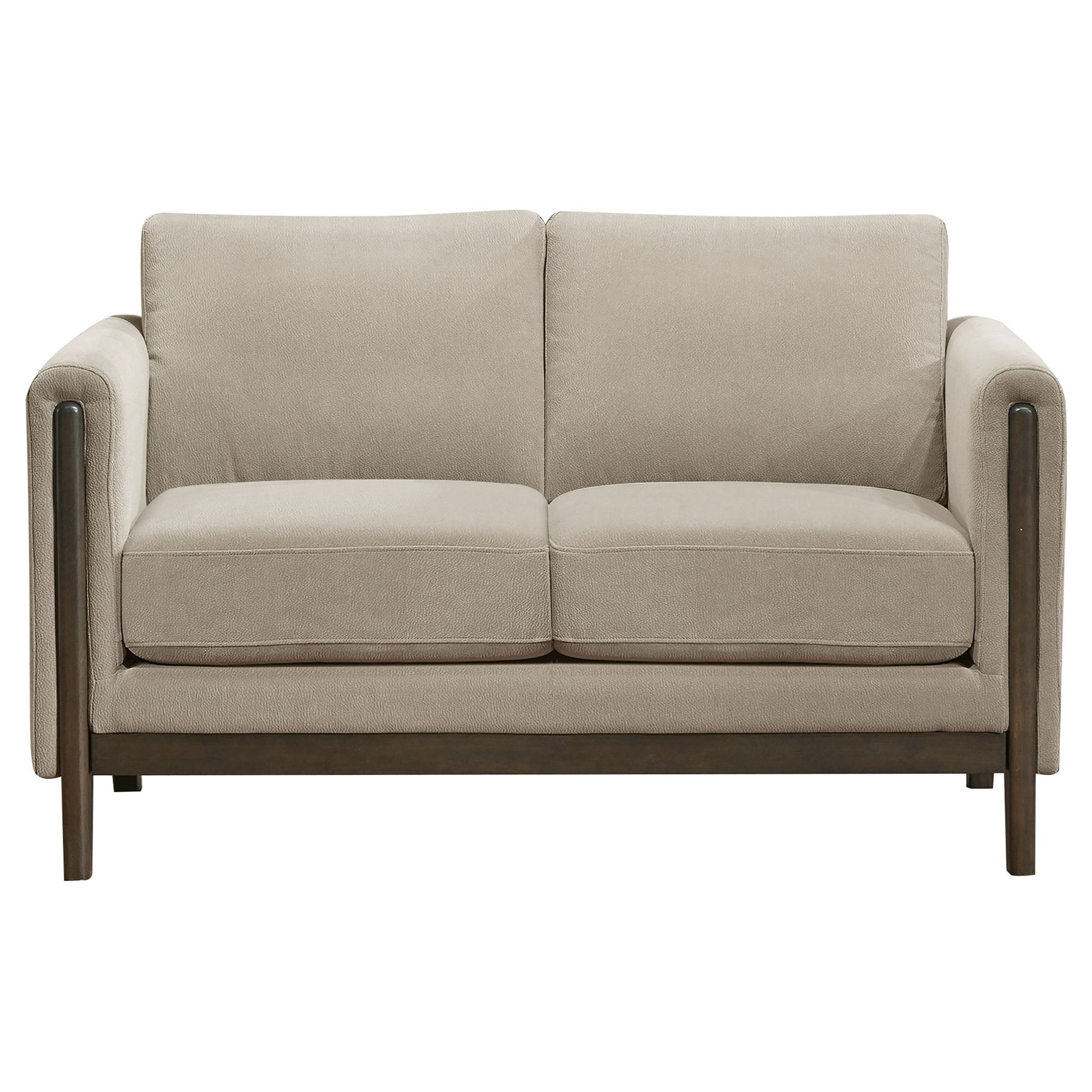 Fisher - Upholstered Panel Arm Loveseat - Taupe