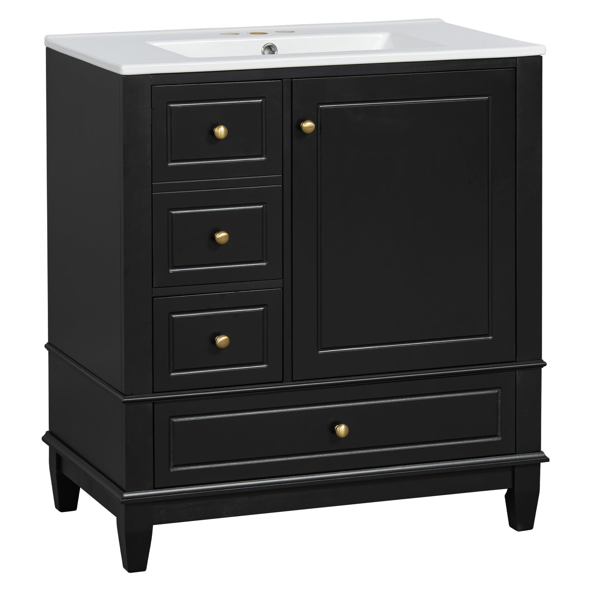 Freestanding Bathroom Vanity With Sink, Soft Close Door, 3 Drawers