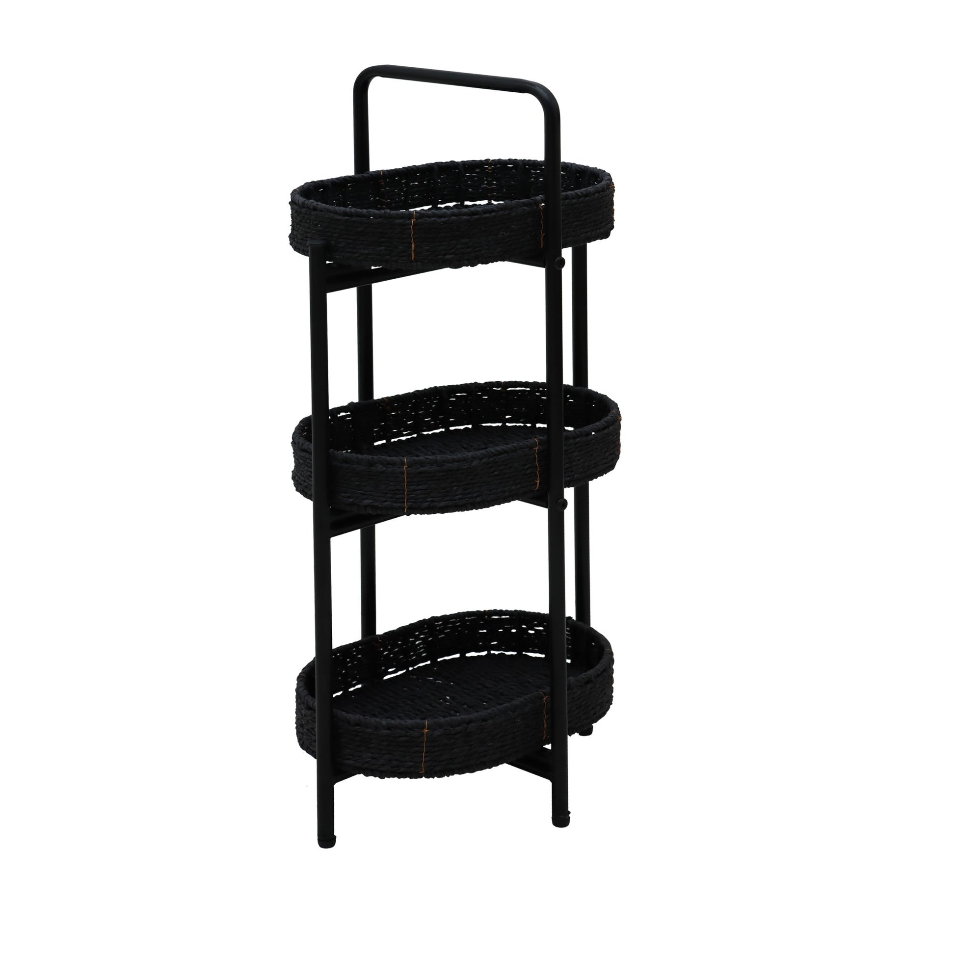 Modern 3 Tier Handwoven Side Table With Oval Organizer