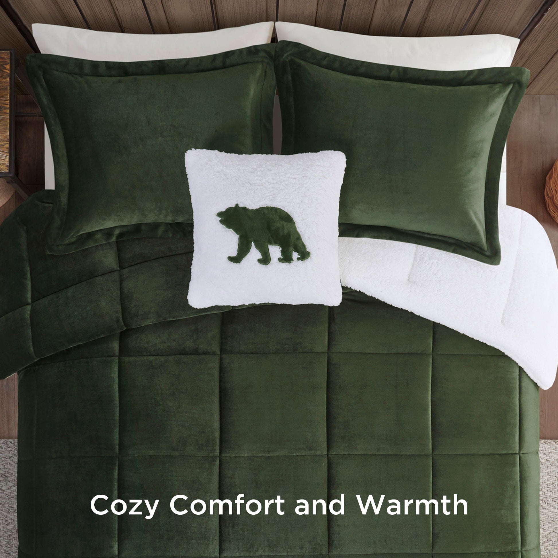 Alton - King Down Alternative Comforter Set - Green / Ivory