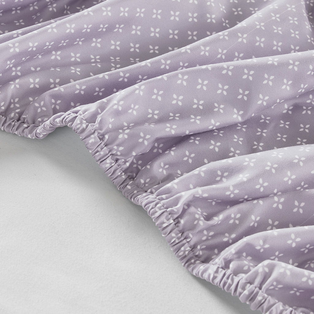Luna - 7 Piece Full Floral Comforter Set With Bed Sheets - Taupe