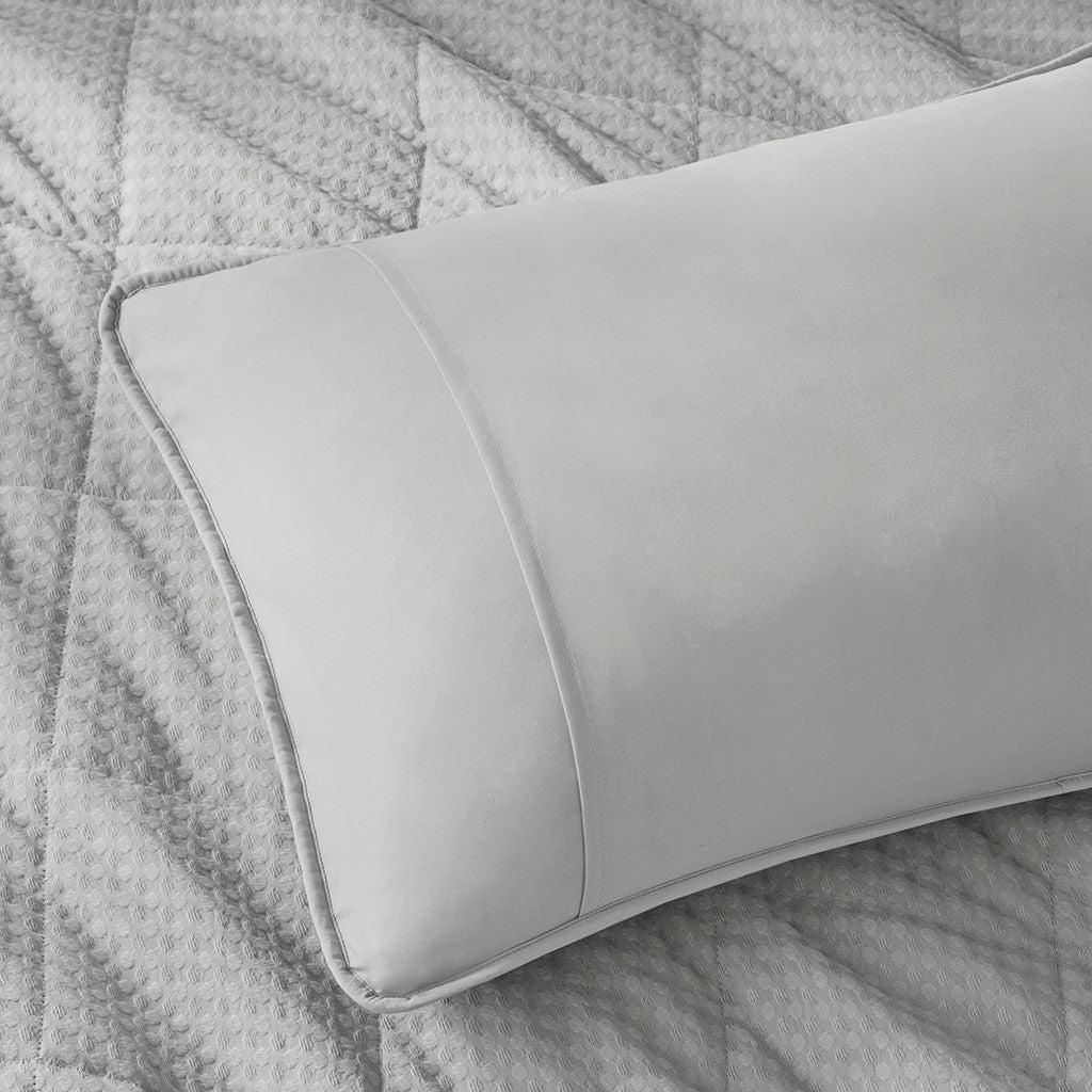Mina - Full/Queen Waffle Weave Textured Quilt Set - Gray