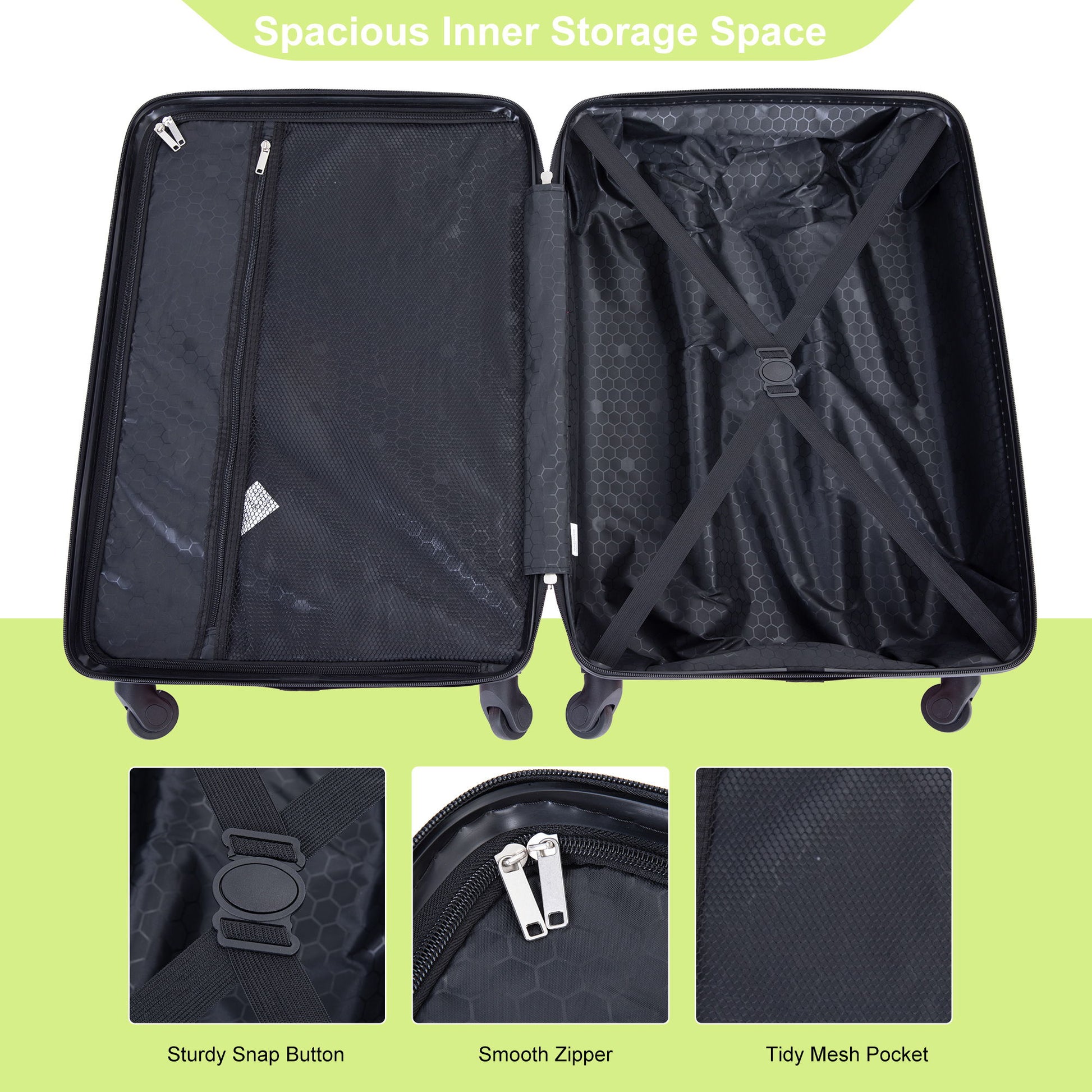 Luggage 4 Piece Lightweight Suitcase With Rotating Wheels With Tsa Lock,
