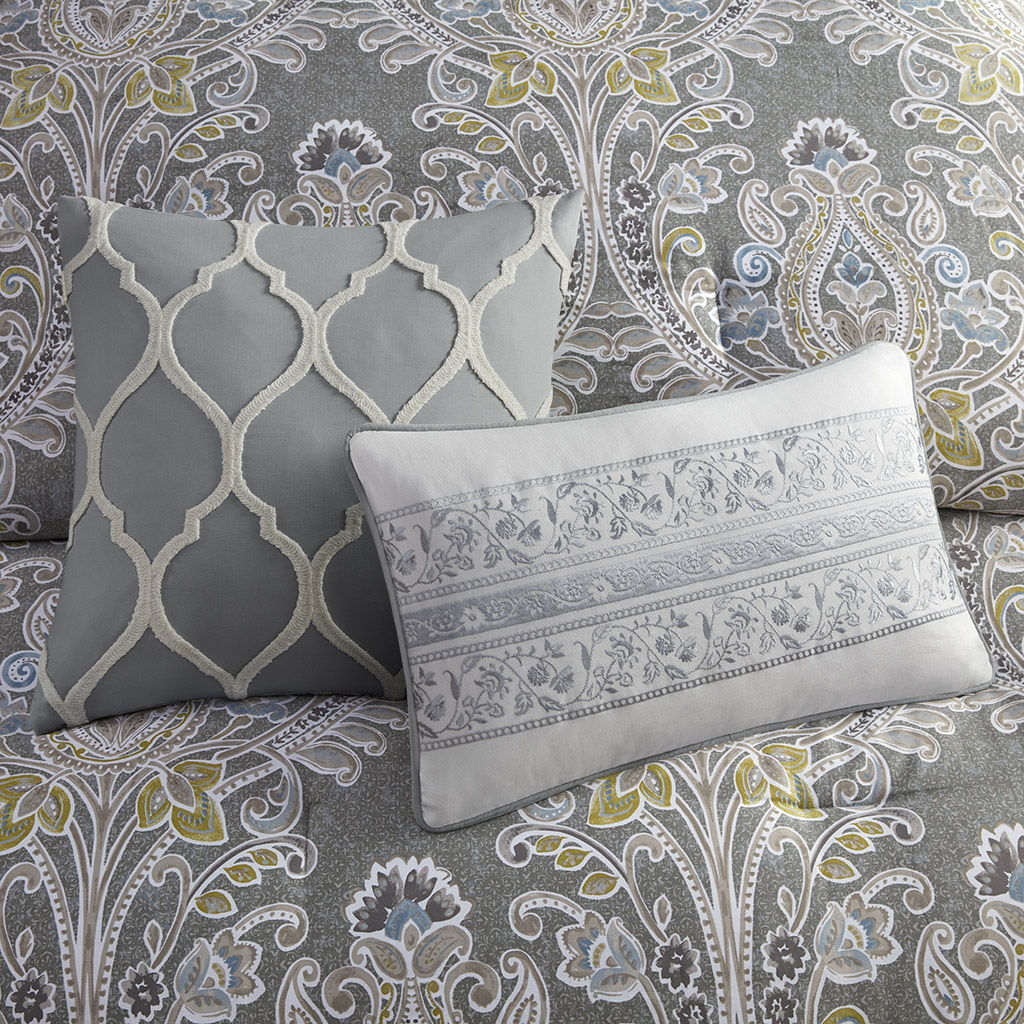 Hallie - King 6 Piece Comforter Set - Gray