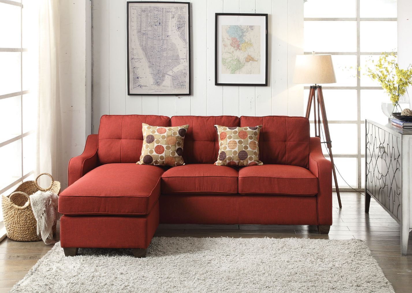 Cleavon II - Sectional Sofa - Red Linen