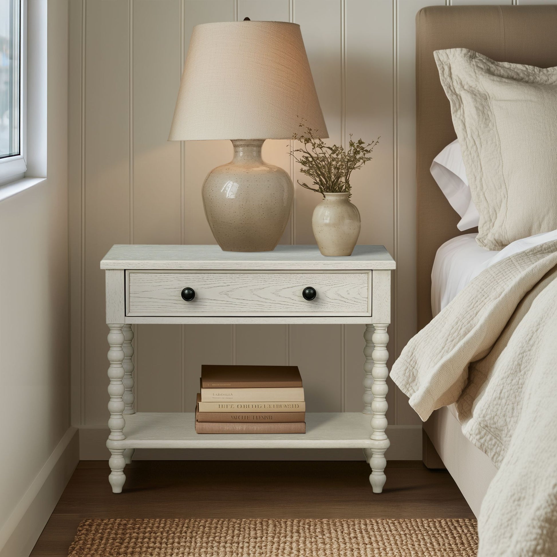 Beckett - Large Nightstand - Antique Cream