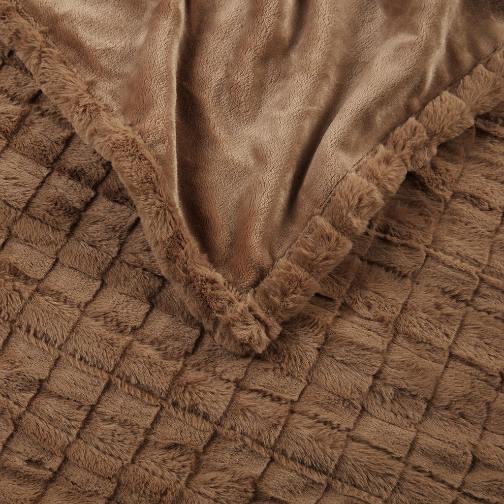Zuri - Oversized Heated Throw - Brown Texture