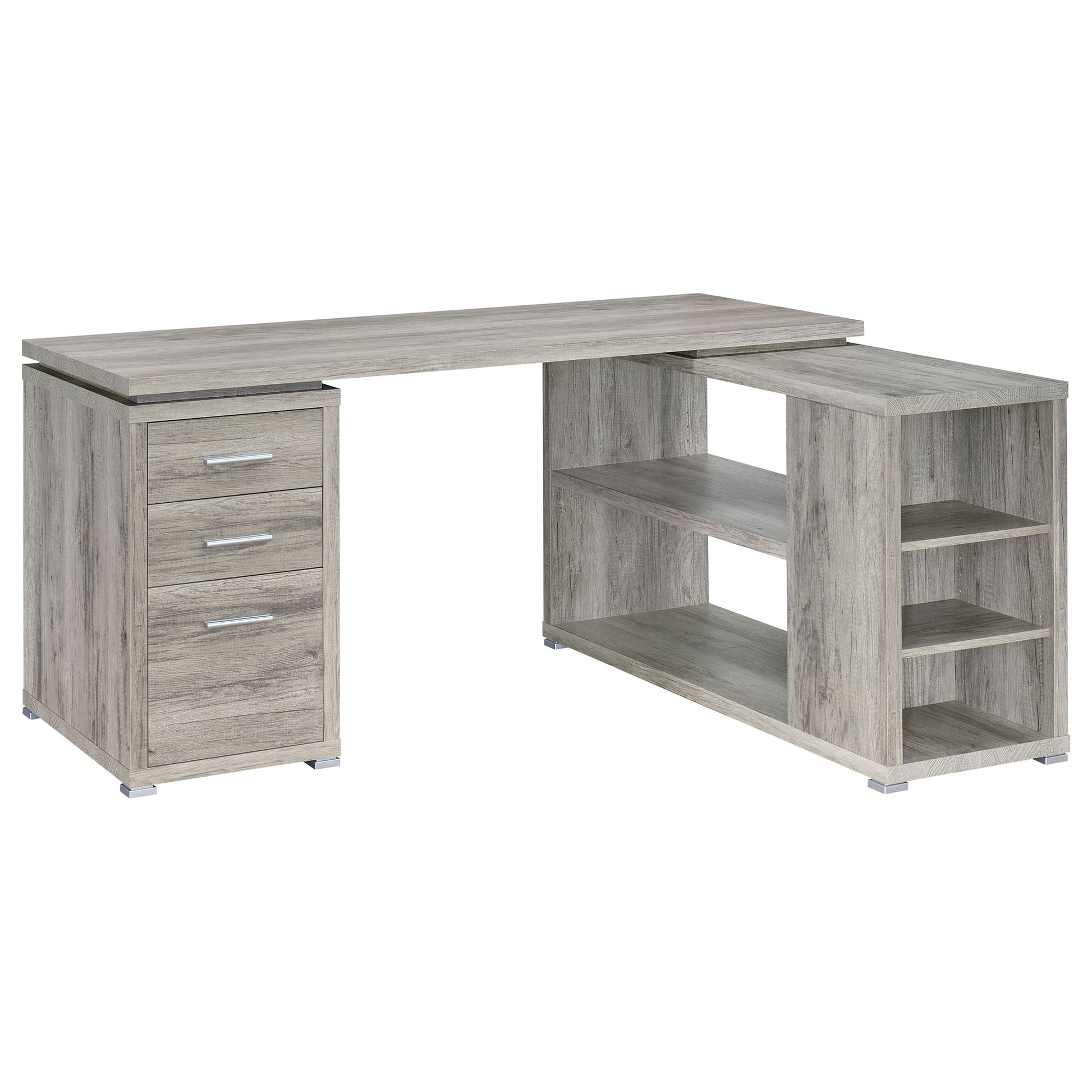 Tona - L-Shape Computer Desk With 3 Drawers And 5 Shelves