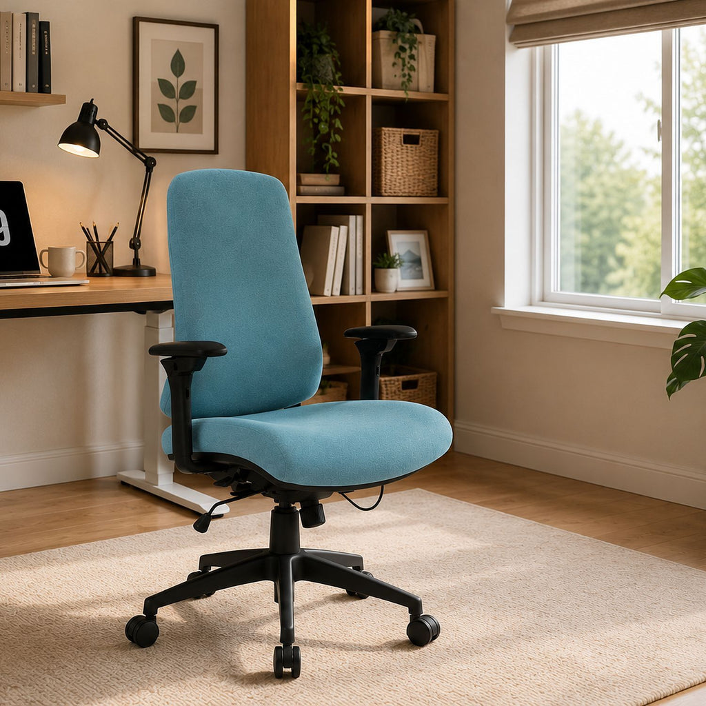 Office Chair With Mid Back Design, 5D Armrests And Multi Position - Blue