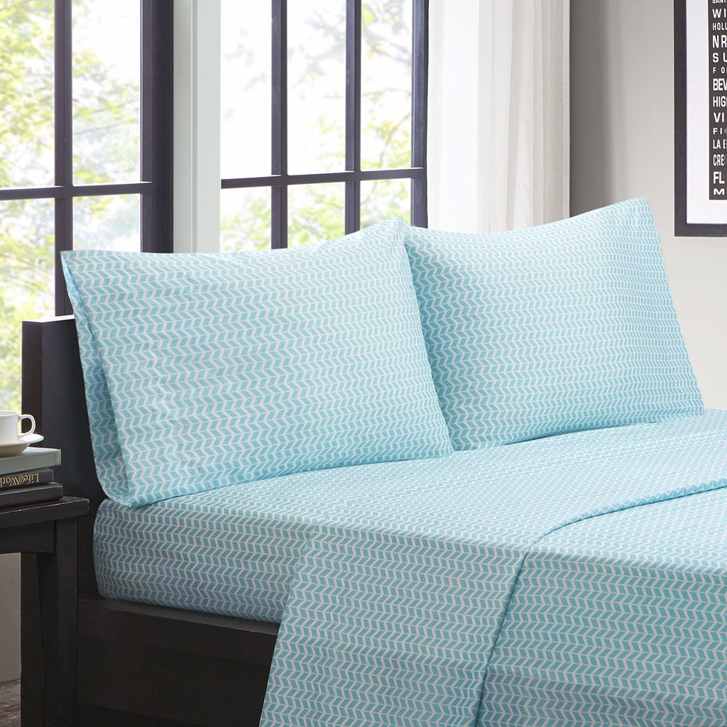 Chevron - Twin Printed Sheet Set - Aqua