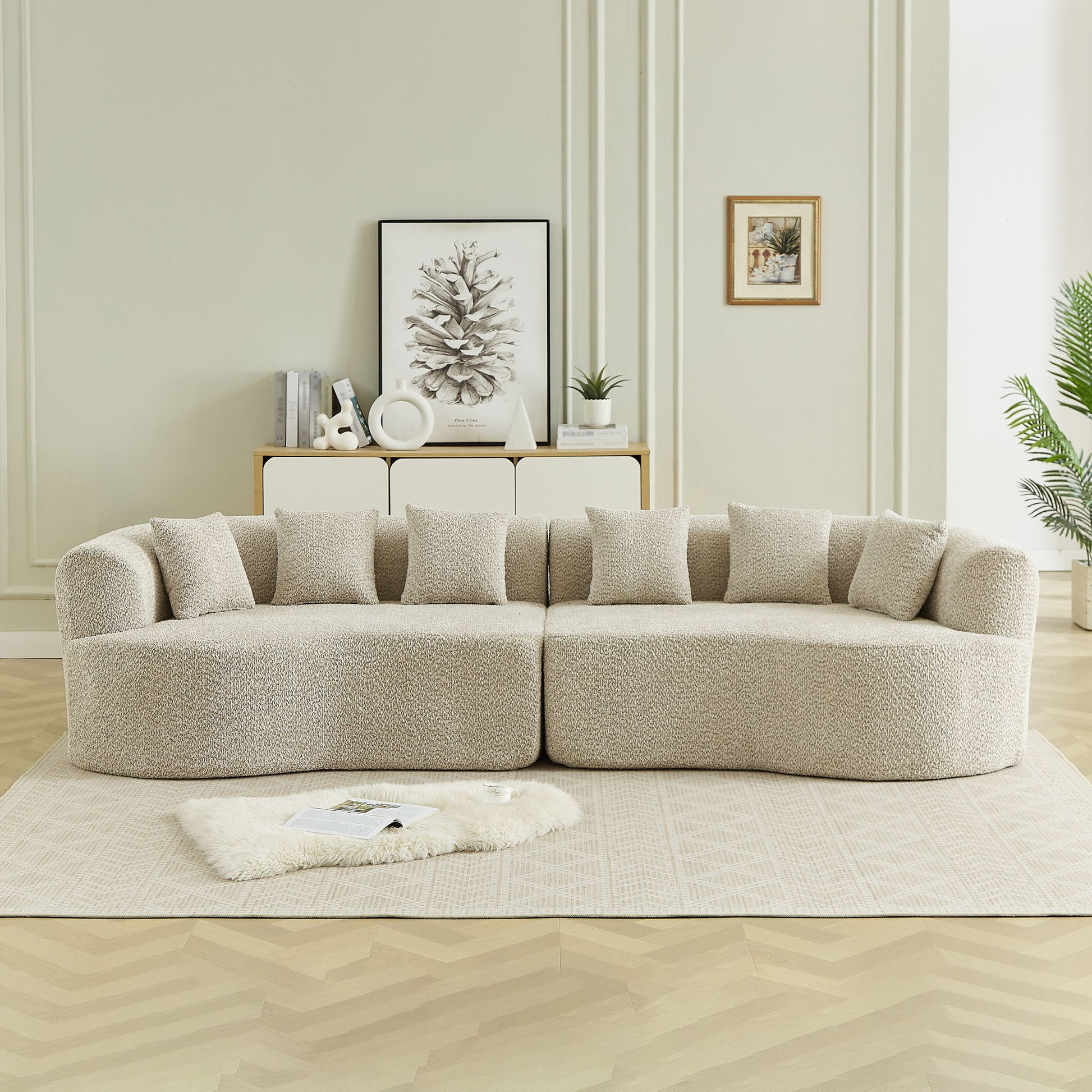 Curved Sectional Sofa With 6 Pillows