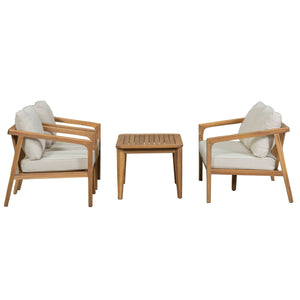 Westin - Outdoor Acacia Wood 4 Pieces Chat Set - Teak / Beige