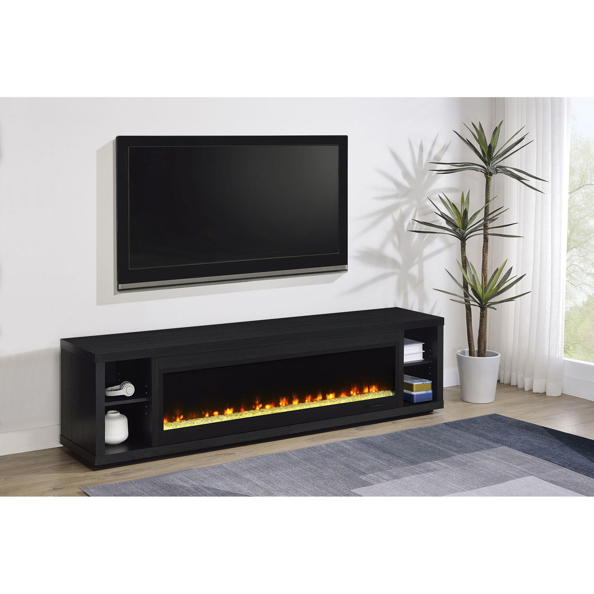 Joselyn - Fireplace TV Stand With Flame Visualizer - Black