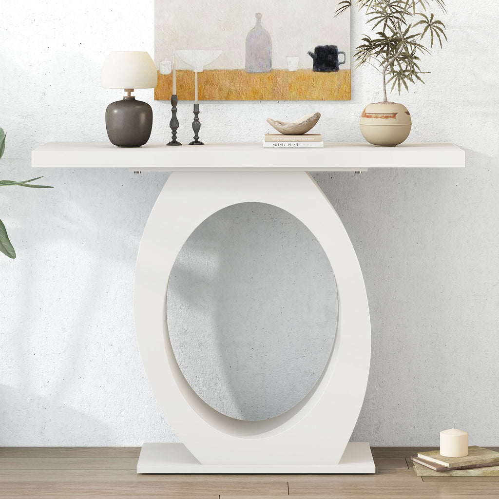 Console Table With Oval Base And Reinforced Bottom Plate
