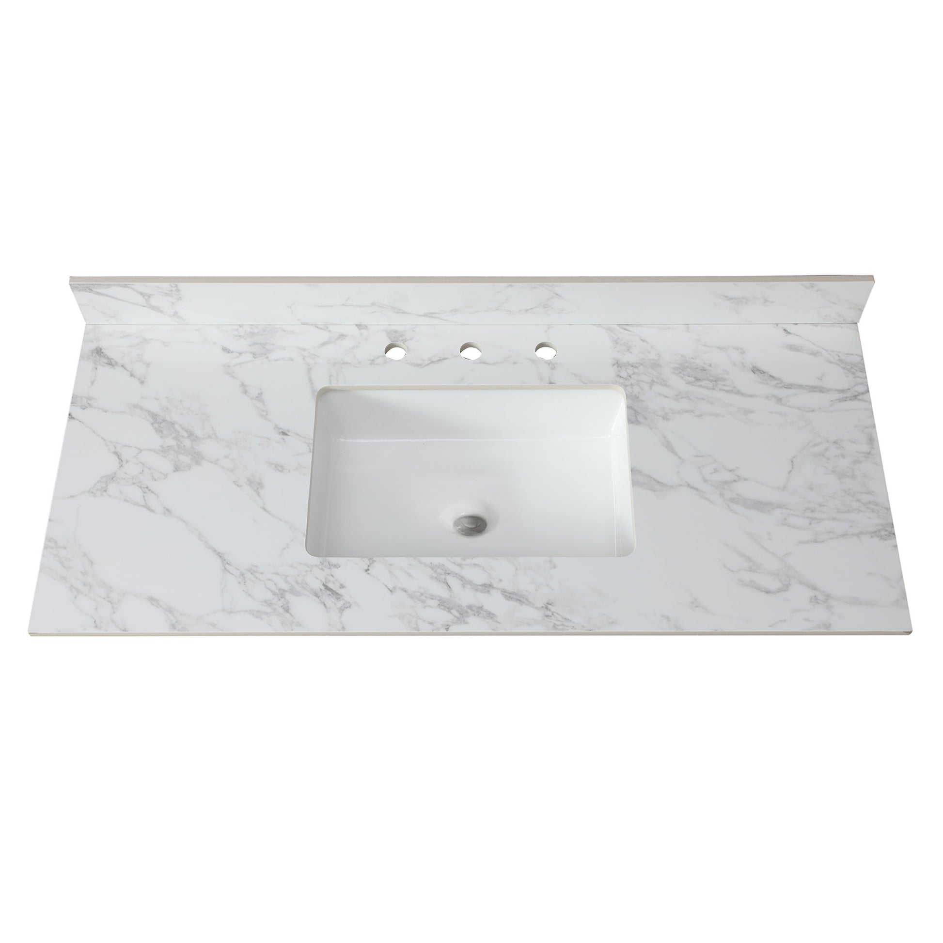 Elegant Sintered Stone Bathroom Vanity Top With Rectangular Undermount Ceramic Sink