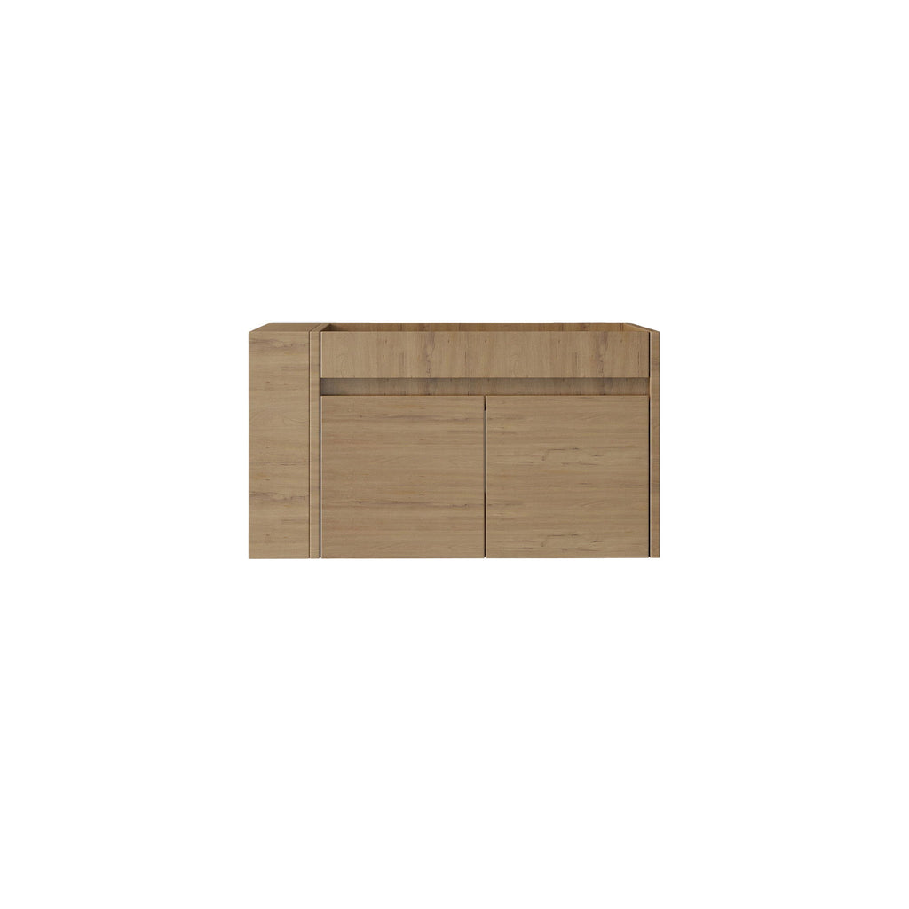 Floating Bathroom Vanity Cabinet, Soft Close Double Drawers, Open Side Storage, Wall Mounted, Cabinet Only