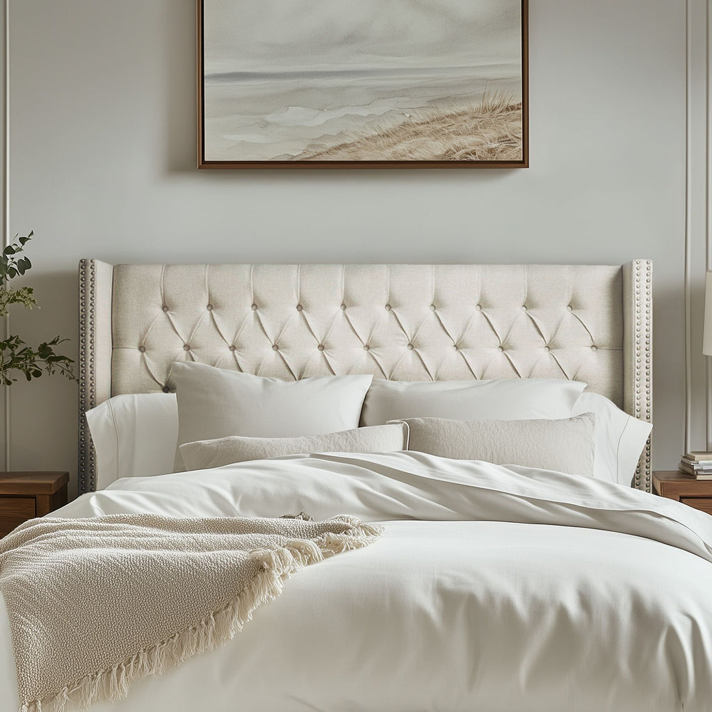 Amelia - King Upholstery Headborad - Cream