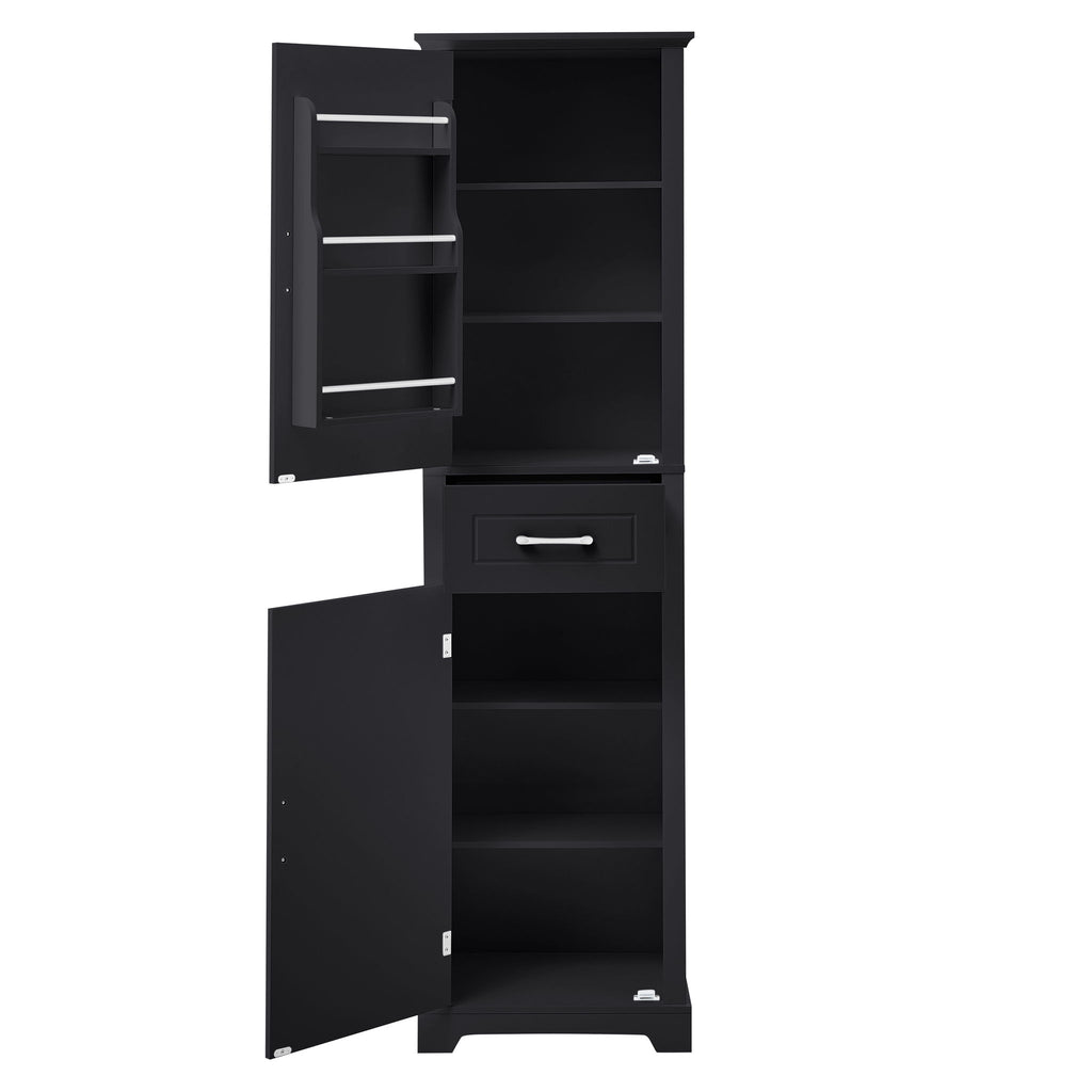 Tall Freestanding Bathroom Storage Cabinet With 2 Doors And Adjustable Shelves
